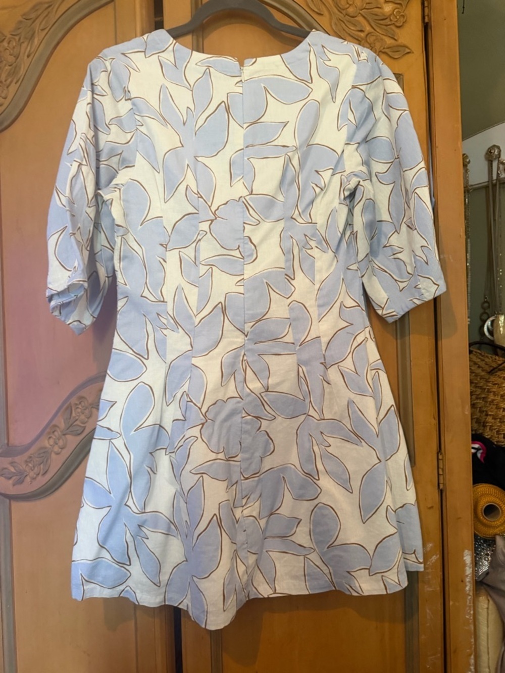 a new day linen and cotton Light Blue and White Floral Mini Dress - Picture 2 of 9